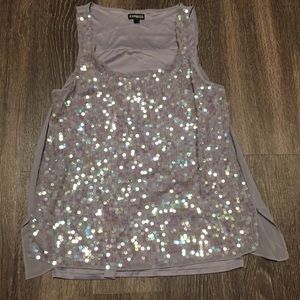 Pretty sequin shimmer gray sleeveless Express tank